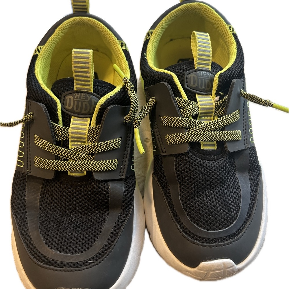 Hey Dude Kids Black and Neon Yellow Sneakers